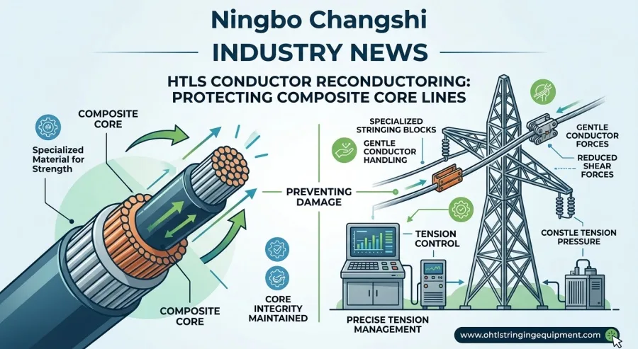 HTLS Conductor Reconductoring: How Specialized Stringing Blocks and Tension Control Protect Composite Core Lines