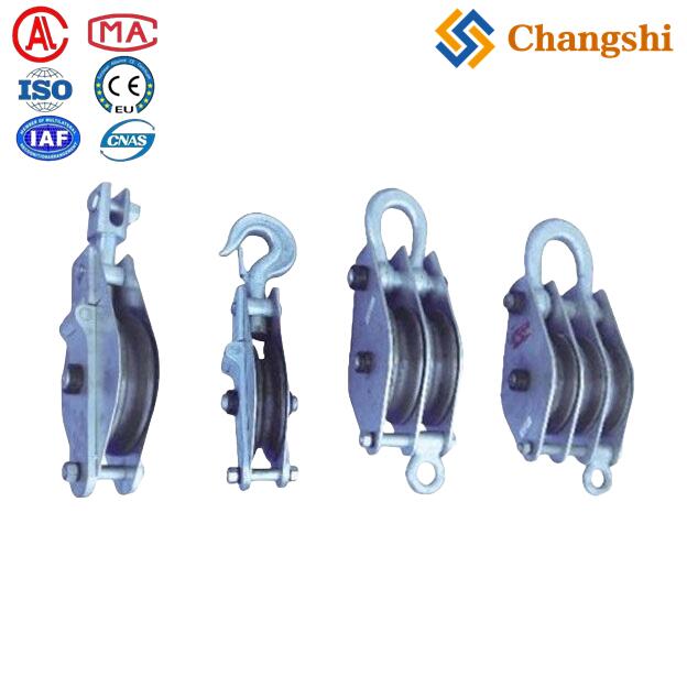Iron Hoisting Lifting Tackle Pulley Block For Transmission Lines Tower Erection